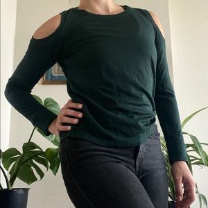 Forest green cold-shoulder long-sleeve